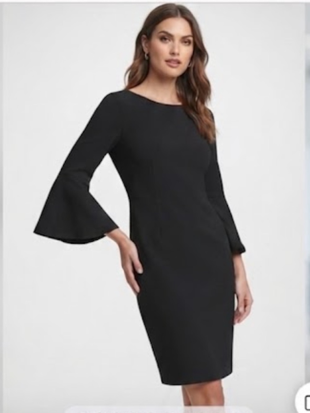 Calvin Klein Black Bell Sleeve Sheath Dress Size 10